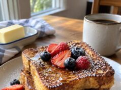 Classic French Toast (Fluffy, Golden & Easy) Classic French toast with berries, maple syrup, and powdered sugar for breakfast